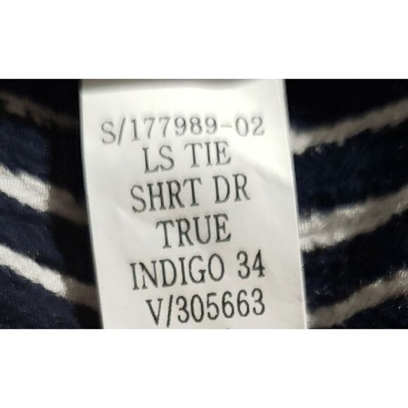 Gap Navy White Long Sleeve Tie Wrap Shirt Dress Size L - Picture 2 of 6